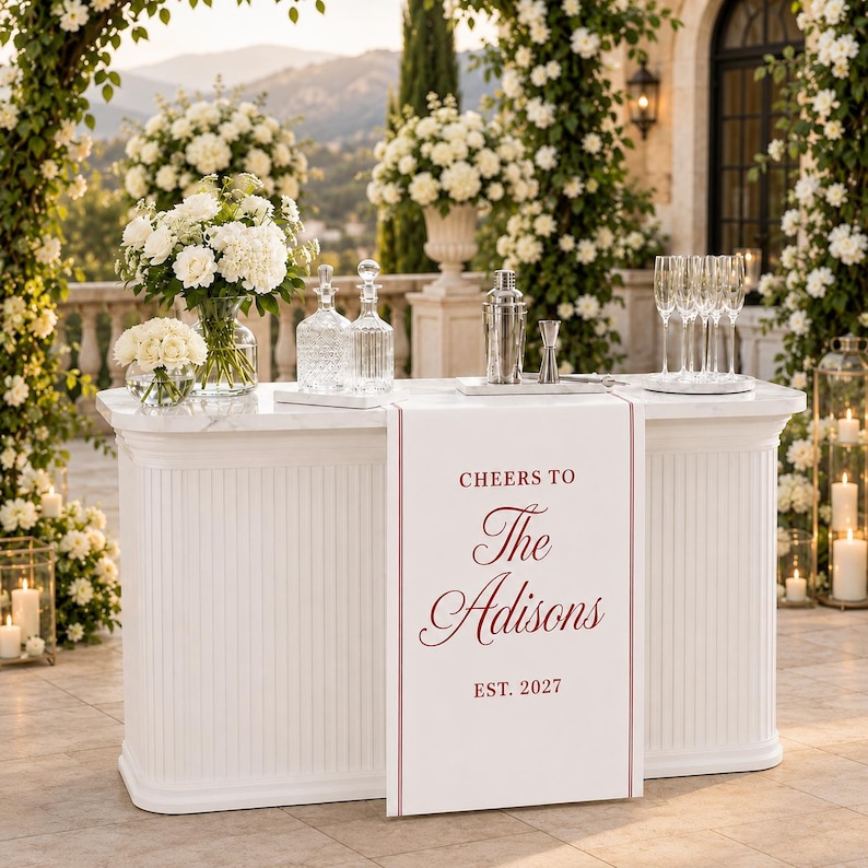 Custom Back Bar Personalized Wedding Bar Banner, Custom Cocktail Station Sign, Family ...
