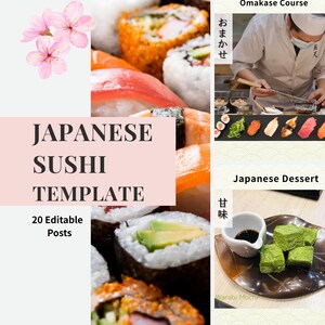 Canva Template for Japanese Restaurant | Sushi Instagram Posts & Menu | Editable Social Media Kit