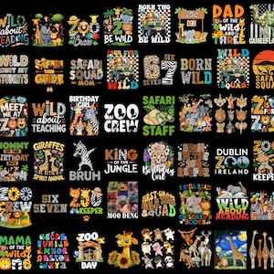 Paquete de PNG de diseño de zoológico, diseños de sublimación de equipo de zoológico, PNG de animales de safari, diseño de viaje al zoológico, diseño de cumpleaños infantil de zoológico, paquete de zoológico, paquete de diseño PNG