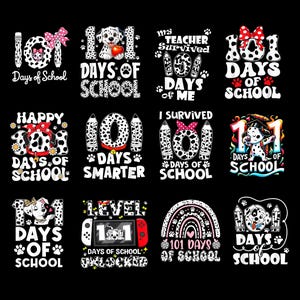 101 dagen school png-bundel, 101 dagen school Dalmatiër png, I Survived 100 Days png, kleuterschool png, terug naar school png