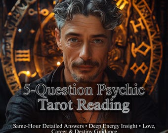 Lettura dei tarocchi psichici a 5 domande nello stesso orario • Risposte immediate e dettagliate • Profonda intuizione energetica • Guida intuitiva accurata