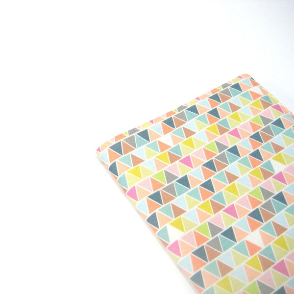 A5 diary with fabric cover, pastel triangles geometric fun high fashion accessories, day planner or notebook