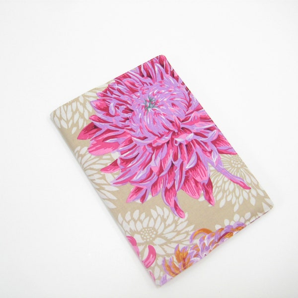 2014 Diary A5 size, sand beige pink purple floral fabric cover, Holiday gift ideas for women wife mum mother her ladies