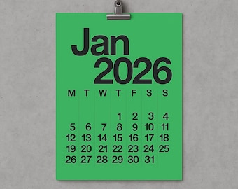 2026 Wall Calendar | Mid-Century Modern Design (PDF Download)
