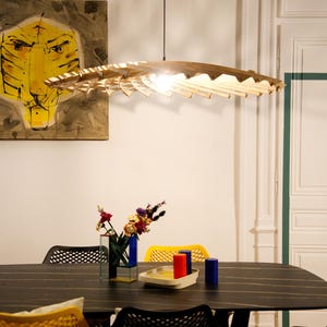 Arthus Le Lotus - Suspension bois artisanale - Luminaire fait main - Wood Pendant Light - Décoration salon