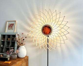 Floral Wood Floor Lamp - Olivia La Gardiena - Designer Floor Lamp - Wooden Floor Lamp - Wooden Floor Lamp