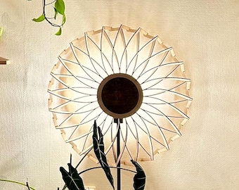 Charlie Le Pissenlit - Lampadaire bois artisanal - Luminaire sur pied fait main - Wooden Floor Lamp - Décoration