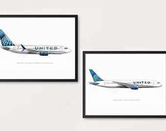 737 Max or 787 Dreamliner airplane watercolor print, 8x10"
