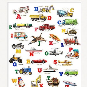 ABC Things That Go Transportation Art Print image 1