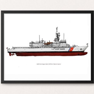USCG Heritage-Class Offshore Patrol Cutter, Coast Guard watercolor print, 8x10&quot;