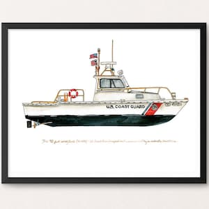 41-foot Utility Boat (UTB), Coast Guard watercolor print, 8x10&quot;
