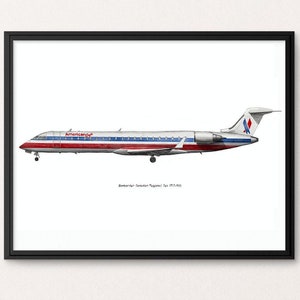 May include: A white, red, and blue Bombardier Canadair Regional Jet CRJ-700 with the words "American Eagle" on the side.