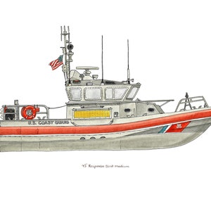 USCG 45' RBM, Coast Guard watercolor print, 8x10"