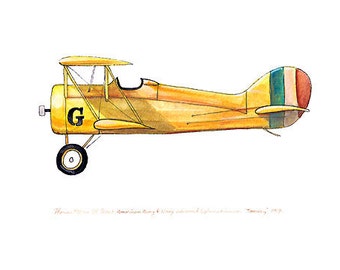 Thomas-Morse S-4 &quot;Scout&quot; vintage airplane watercolor print, 8&quot;x10&quot;