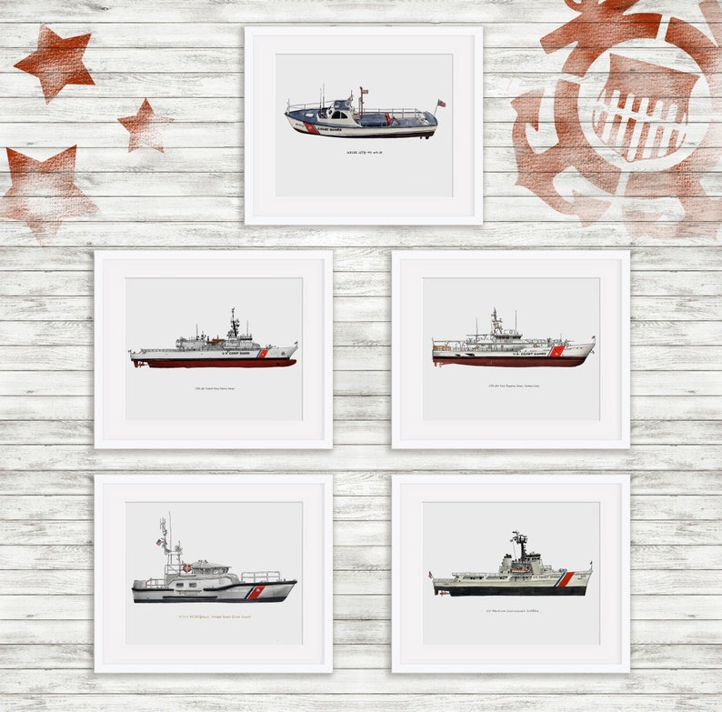 USCG 40' Utility Boat UTB Mk III, Coast Guard watercolor print, 8x10 image 5