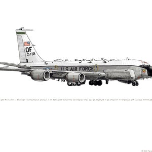 USAF RC-135 Rivet Joint Recon airplane watercolor print, 8&quot;x10&quot;