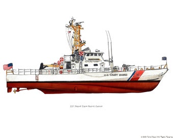 USCG 110' Island Class Patrol, Coast Guard watercolor print, 8x10"