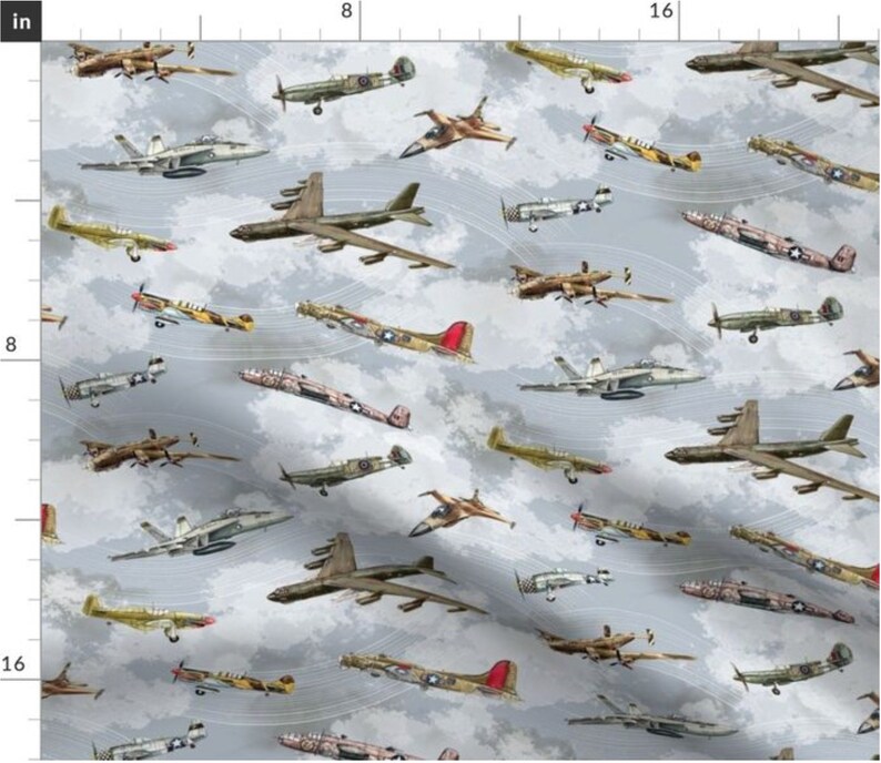 FABRIC Historic Military Airplanes Fabric for Quilting & Etsy
