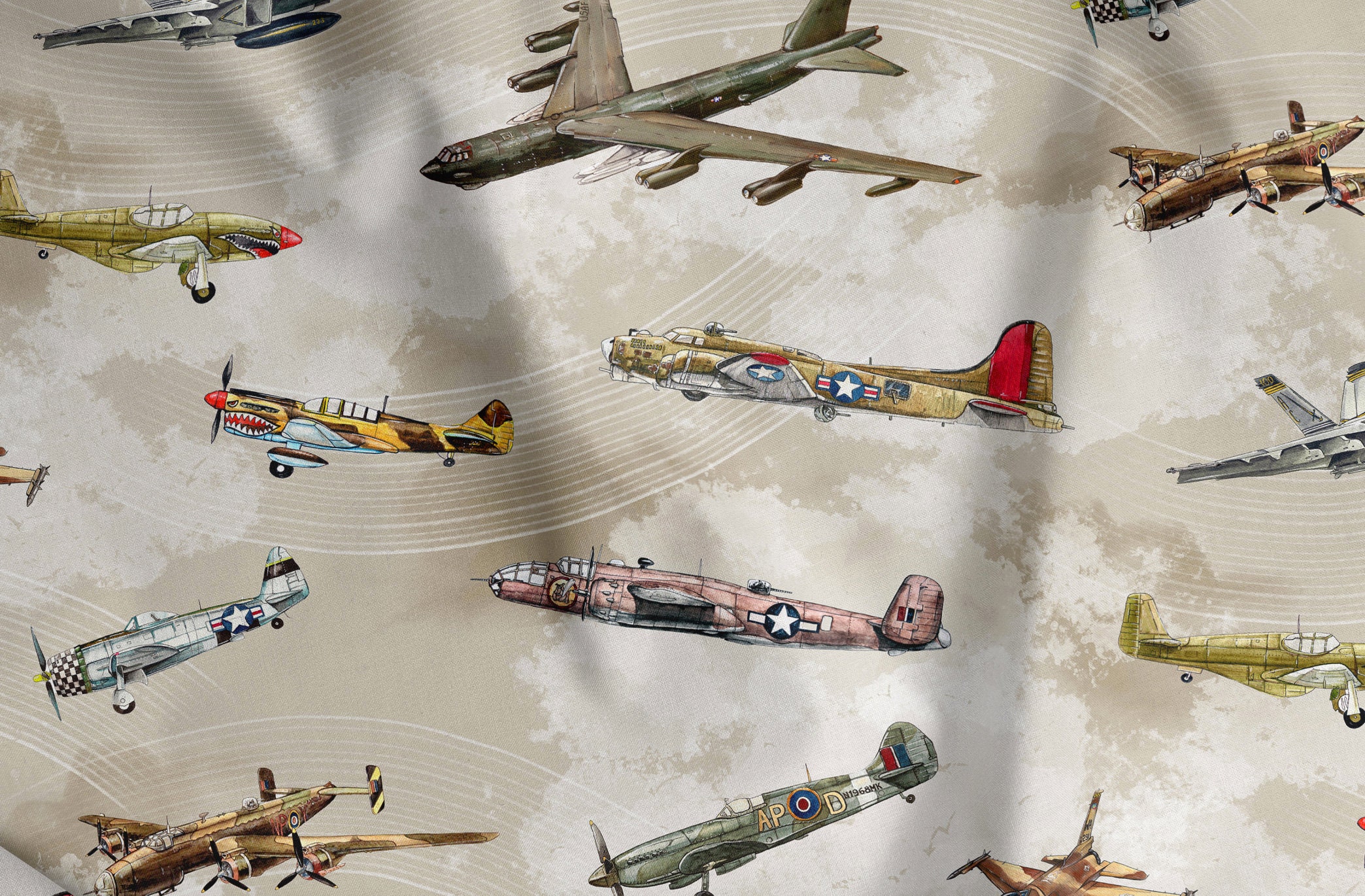 FABRIC Historic Military Airplanes Fabric for Quilting & Etsy