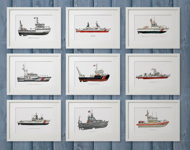 USCG 40' Utility Boat UTB Mk III, Coast Guard watercolor print, 8x10 image 8