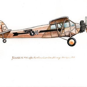 Fairchild 51 FC-2 vintage airplane watercolor print