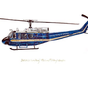 UH-1N 1st Helicopter, US Aviation watercolor print, 8x10&quot;