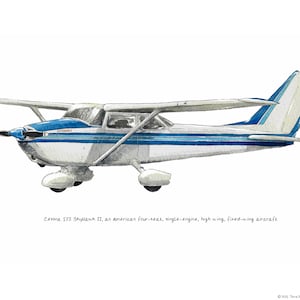 Cessna 172 Watercolor Print 8x10”