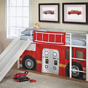Modern Fire Truck vehicle watercolor print, 8x10 image 4