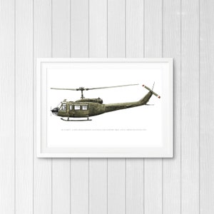 UH-1 Iroquois Huey, US Army Aviation watercolor print, 8x10 image 5