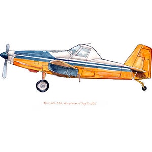 Air Tractor 502 "Crop Duster" classic airplane watercolor print, 8x10"