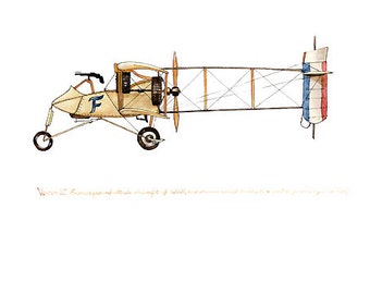 Voisin III vintage airplane watercolor print, 8"x10"