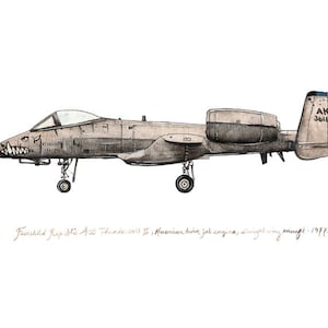 Fairchild Republic A-10 Thunderbolt II airplane watercolor print, 8&quot;x10&quot;