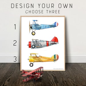 Customize your own 8x10&quot; print with three vintage airplanes or vehicles