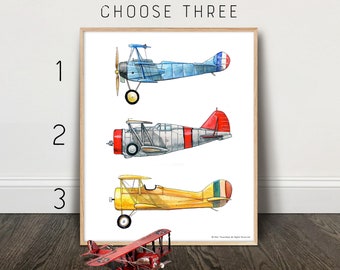 Customize your own 8x10" print with three vintage airplanes or vehicles