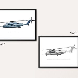 CH-53 Super Stallion, US Marines Aviation watercolor print, 8x10&quot;