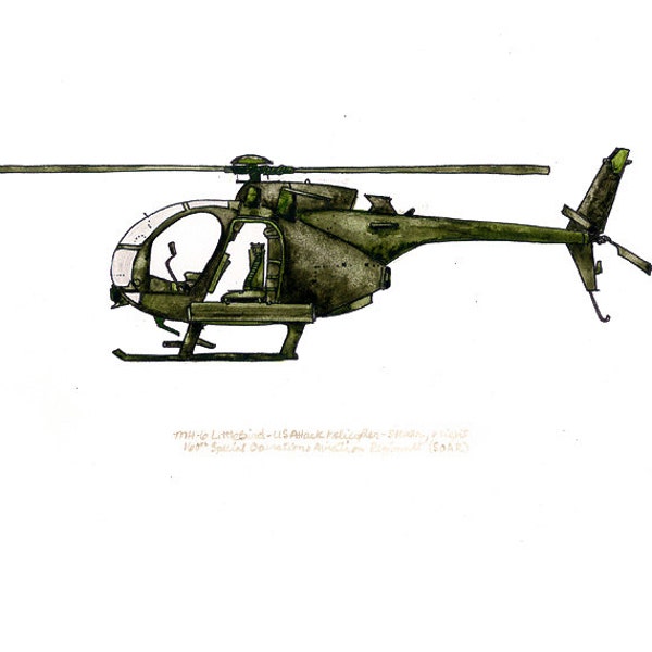 Little Bird, US Army Aviation watercolor print, 8x10"