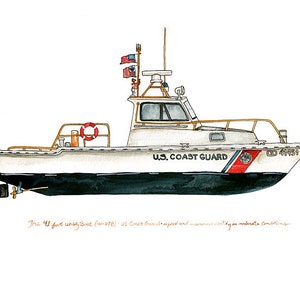 41-foot Utility Boat (UTB), Coast Guard watercolor print, 8x10"