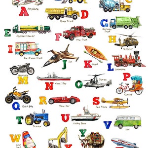 ABC Things That Go! Transportation Art Print - Etsy