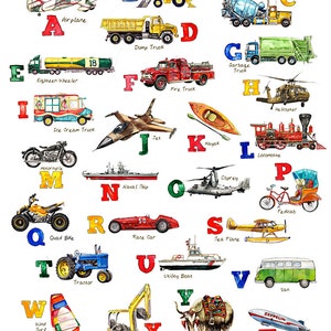 ABC Things That Go Transportation Art Print image 4