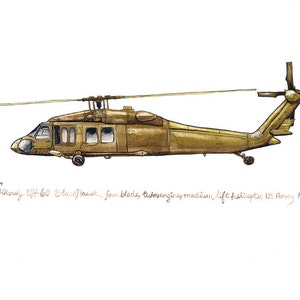 UH-60 Blackhawk, US Army Luftfahrt Aquarelldruck
