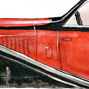 1932 Bugatti Coup de Ville, classic automobile watercolor print, 8x10 image 2