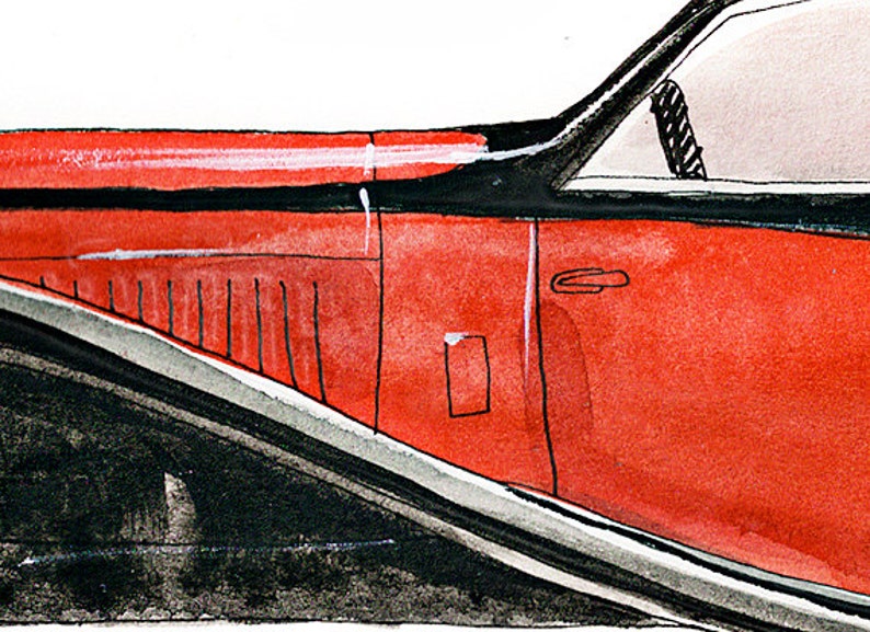 1932 Bugatti Coup de Ville, classic automobile watercolor print, 8x10 image 2