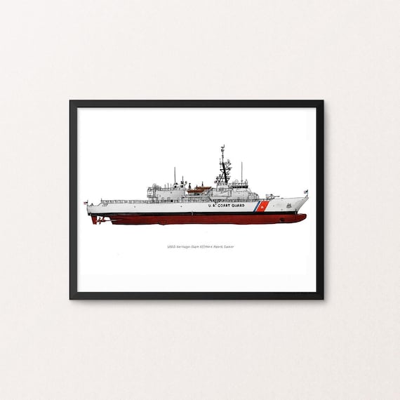 USCGヘリテージ級沖合哨戒艇、沿岸警備隊水彩画、8x10インチ - Etsy 日本