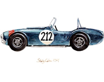Shelby Cobra, classic automobile watercolor print, 8x10&quot;