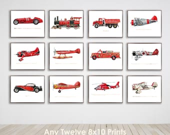 Collection of Twelve 8x10 vintage Transportation prints of your choice