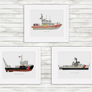 USCG 40' Utility Boat UTB Mk III, Coast Guard watercolor print, 8x10 image 6