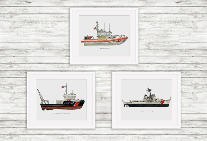 USCG 40' Utility Boat UTB Mk III, Coast Guard watercolor print, 8x10 image 6