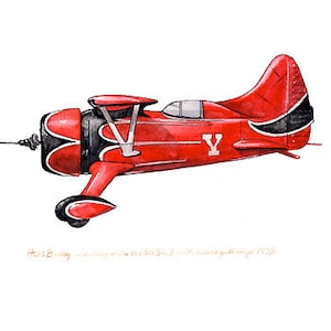 Hall&#39;s Bulldog Racer vintage airplane watercolor print, 8&quot;x10&quot;