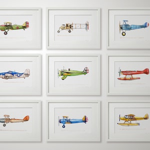 Piper Cub Floatplane / Seaplane vintage airplane watercolor print, 8x10 image 5