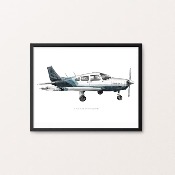 パイパー PA-28-161 チェロキー ウォリアー II 飛行機水彩画プリント